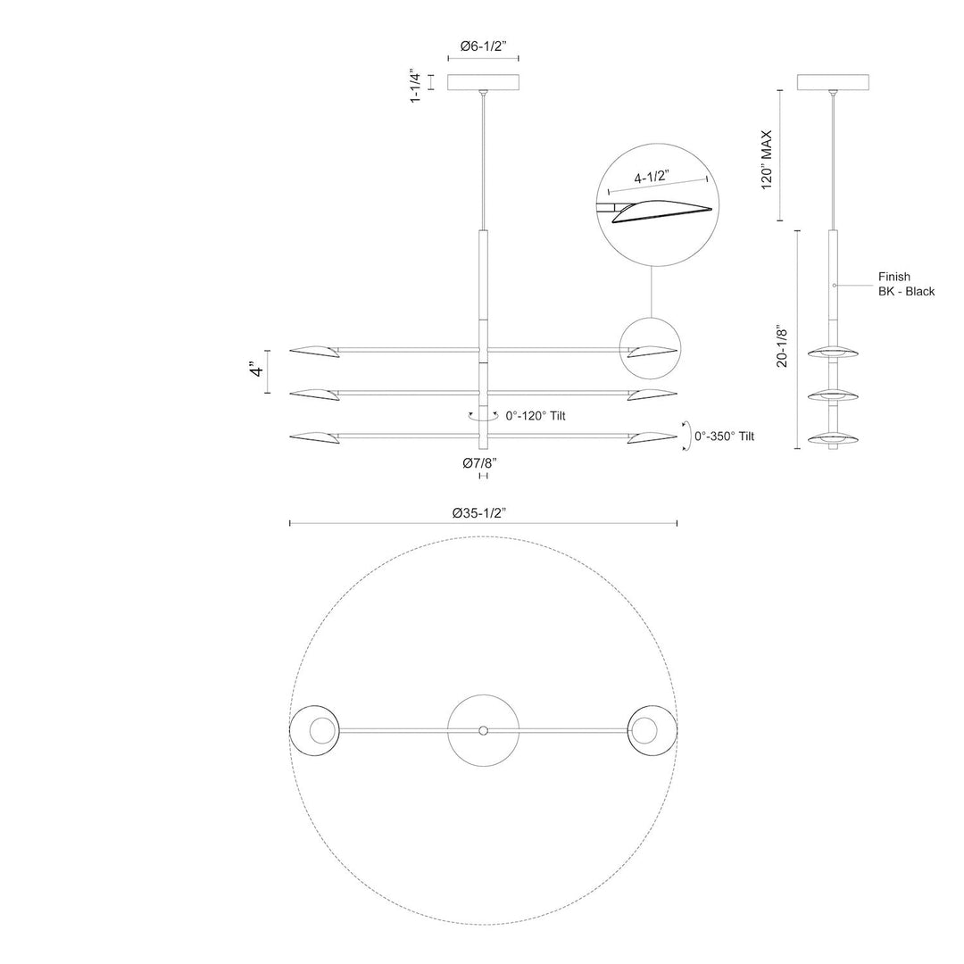 Rotaire 36-in Chandelier