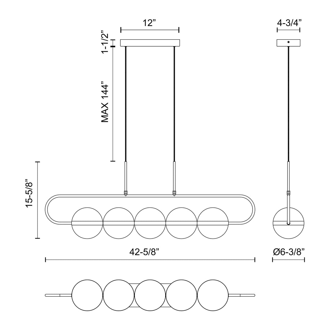 Tagliato 5 Head Linear Pendant