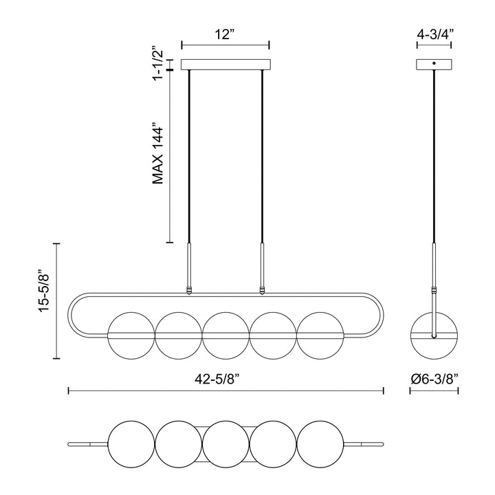 Tagliato 5 Head Linear Pendant