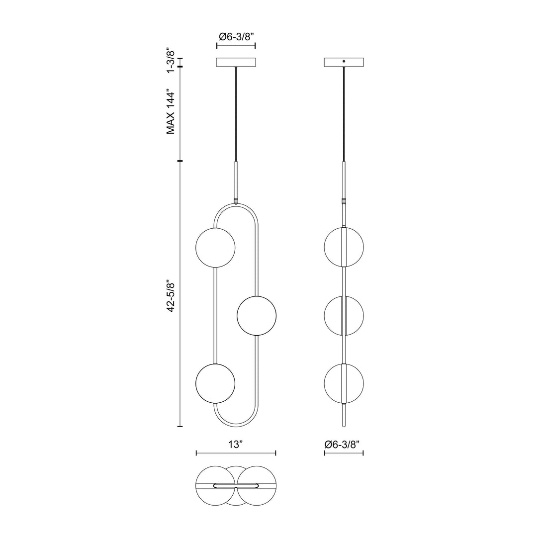 Tagliato 3 Head Pendant