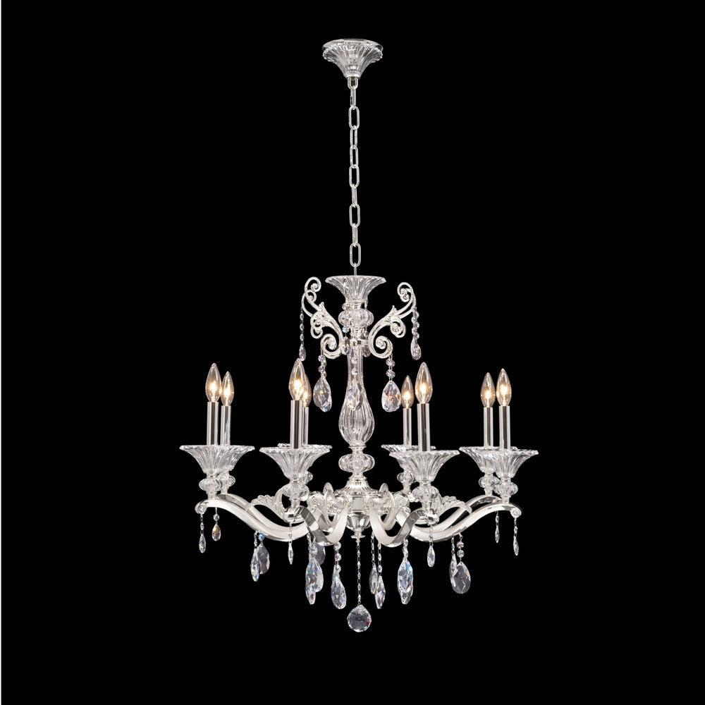 2.1-Light Wall Bracket from the Rafael Collection. A refined sconce with cast-brass arms in Antique Silver or Two-Tone Gold, half brass and half Clear Firenze crystal bobeches, and Clear Firenze or Swarovski crystals for timeless elegance.