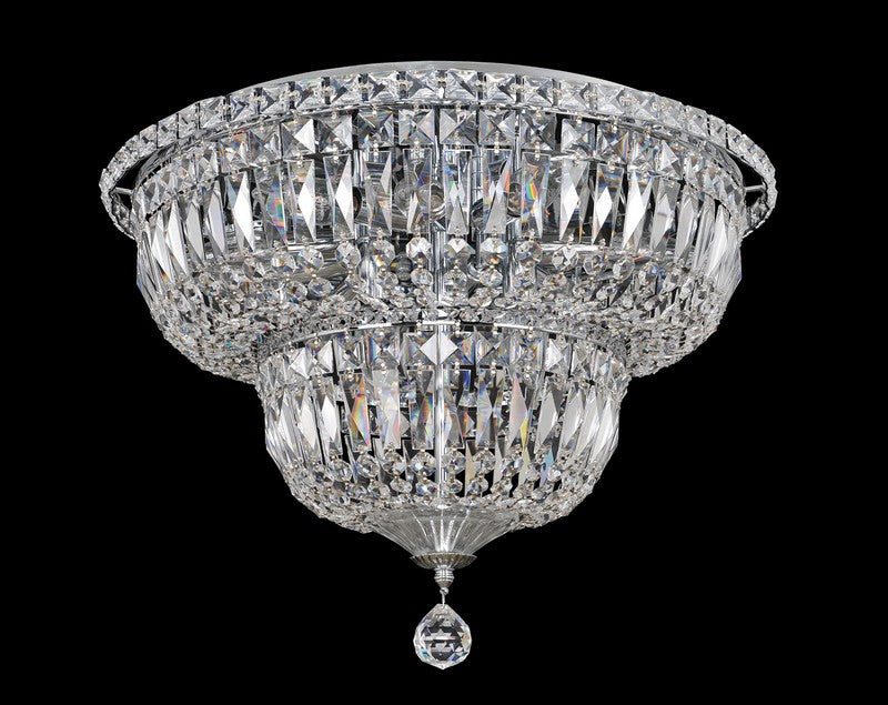 1.13-Light Chandelier from the Rafael Collection. Majestic design with cast-brass arms in Antique Silver or Two-Tone Gold, half cast-brass/half Clear Firenze crystal bobeches, and Clear Firenze or Swarovski crystals for timeless sophistication.