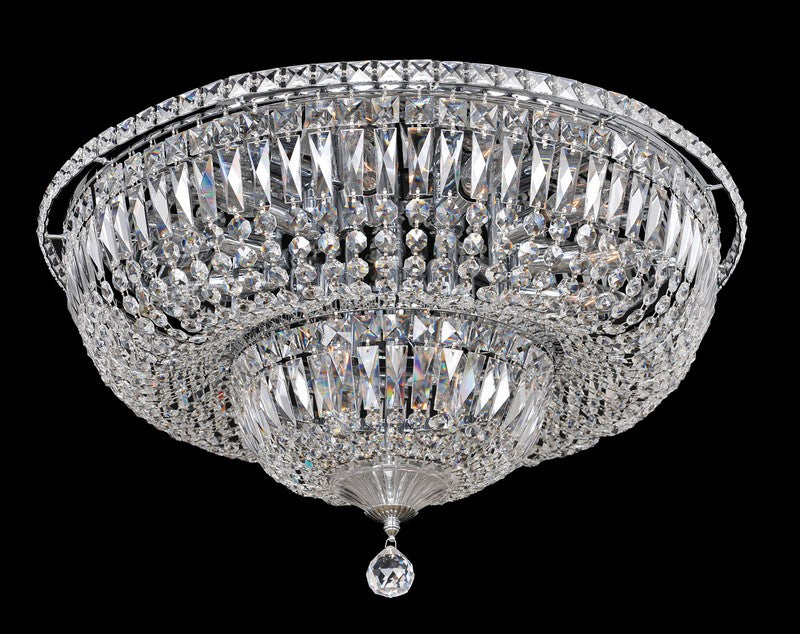 2.13-Light Chandelier from the Rafael Collection. Majestic design with cast-brass arms in Antique Silver or Two-Tone Gold, half cast-brass/half Clear Firenze crystal bobeches, and Clear Firenze or Swarovski crystals for timeless sophistication.