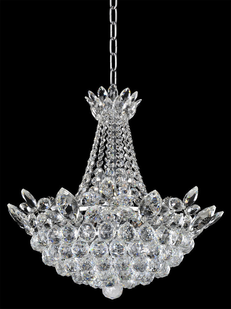 1.4 Light Chandelier. The Georgetta Collection features inverted fleurs-di-lis forming a heart-shape. Laser-cut shades with Black Organza, Aged Silver finish, wood bobeches, and Swarovski or Firenze Fleet Gold crystals for a romantic touch.