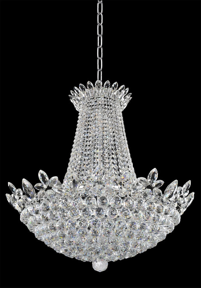 2.4 Light Chandelier. The Georgetta Collection features inverted fleurs-di-lis forming a heart-shape. Laser-cut shades with Black Organza, Aged Silver finish, wood bobeches, and Swarovski or Firenze Fleet Gold crystals for a romantic touch.-1