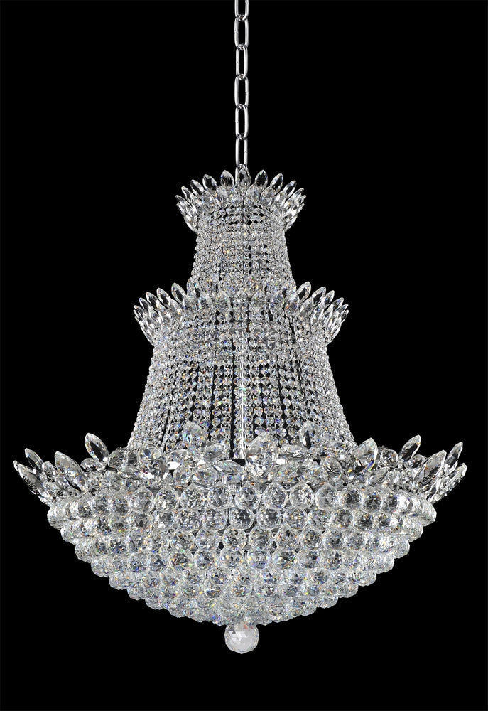 11 Light Chandelier. The Albertina Collection, inspired by the historic fleurs-de-lis, features an abstract design in Allegri’s Aged Silver, accented with Clear Swarovski crystals and Black Organza shades for a modern royal touch.