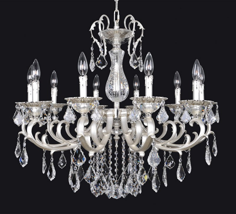 4.8 Light Chandelier. The Praetorius Collection highlights timeless modern style with a crystal-accented stem, ornate flourishes in French Gold or Sienna Bronze, Clear Firenze bobeches, and Swarovski or Firenze crystals that dazzle with brilliance.