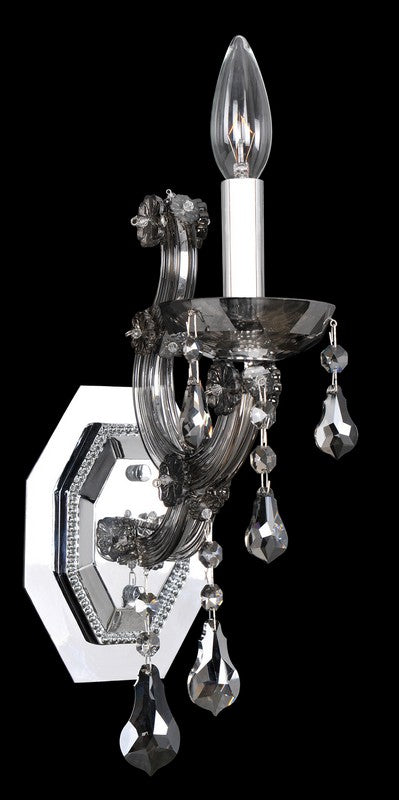 2.2 Light Wall Sconce. The Cesti Collection reinterprets traditional lighting with layered curves in Chrome or Black Pearl, crowned with Clear Firenze bobeches. Swarovski or Firenze crystals dangle gracefully to add sparkle and charm.