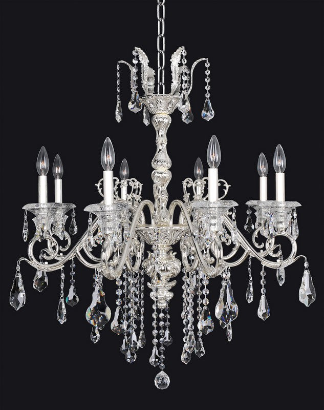 2.6 Light Chandelier. A modern take on tradition, with subtle curves in Allegri’s finishes, Clear Firenze crystals, crystal bobeches, and a Clear Firenze Pendeloque etched with butterflies.