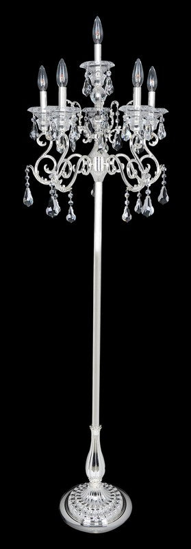 2.8 Light Chandelier. The Steffani Collection, finished in Chrome or 24k Gold, features flowing curves, Clear Firenze bobeches, and Swarovski or Firenze crystals draped for radiant sparkle.