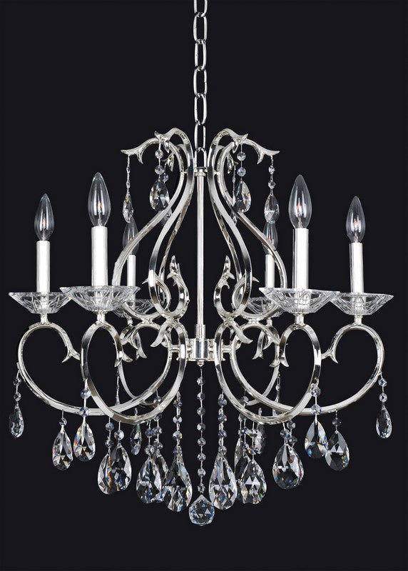 2.6 Light Chandelier. The Faure Collection redefines elegance with curves in Two-tone Gold or Aged Bronze, Clear and Smoke Fleet Argentine bobeches, and dazzling Swarovski or Firenze crystals.