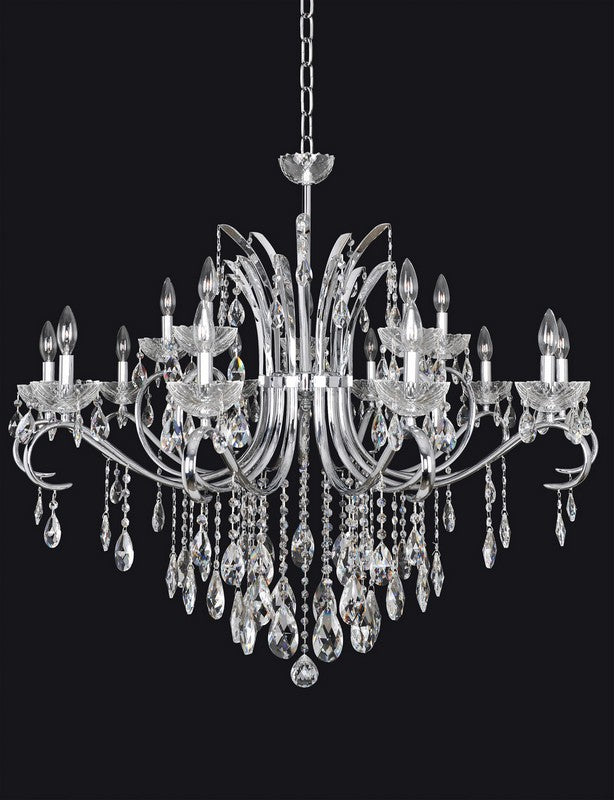 2.12 Light Chandelier. The Faure Collection refines classic design with curves in Two-tone Gold or Aged Bronze, Clear and Smoke Fleet Argentine bobeches, and Swarovski or Firenze crystals.
