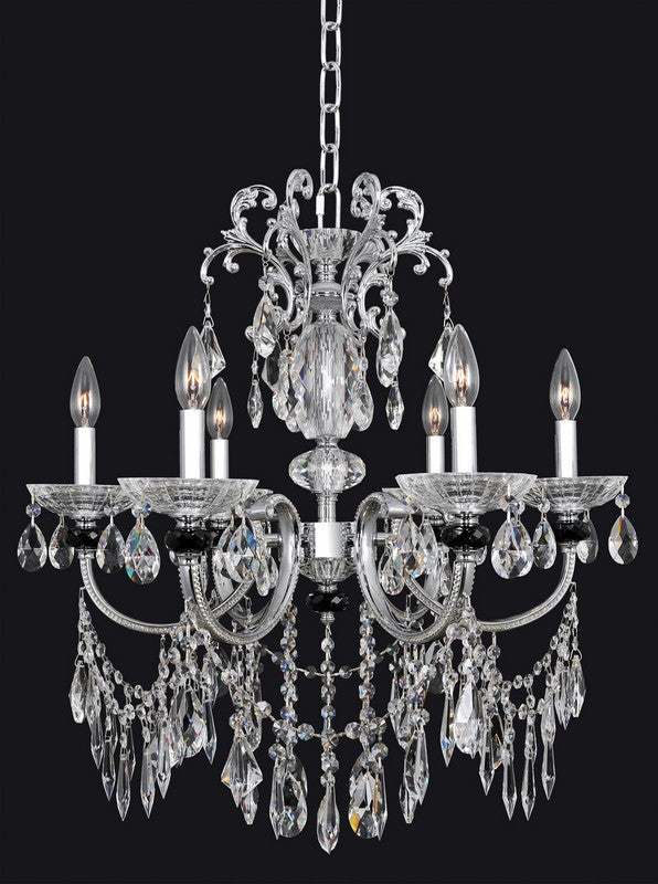 2.6 Light Chandelier. The Rossi Collection blends bold Bronze and Brass Patina curves with Swarovski or Firenze crystals and optional shades for style.
