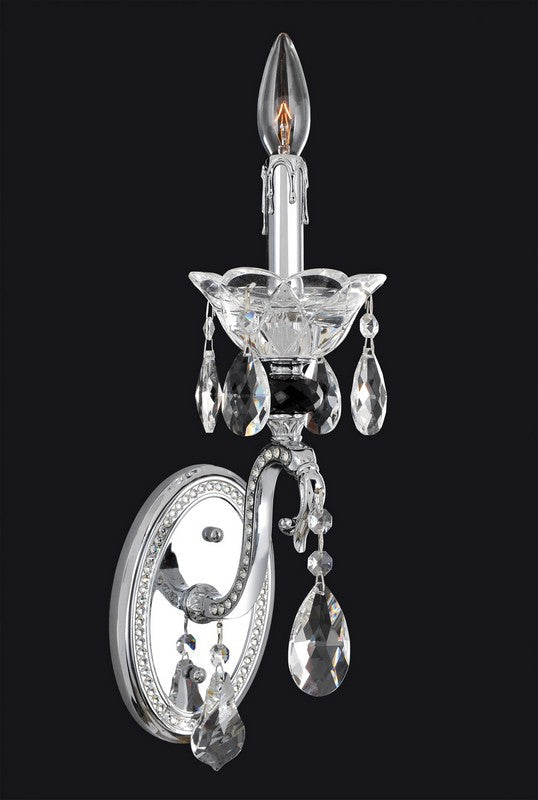 2.10 Light Chandelier. The Cassella Collection combines a Clear Firenze crystal column with Allegri finishes, Smoke Fleet Argentine bobeches, and draped Firenze crystals.