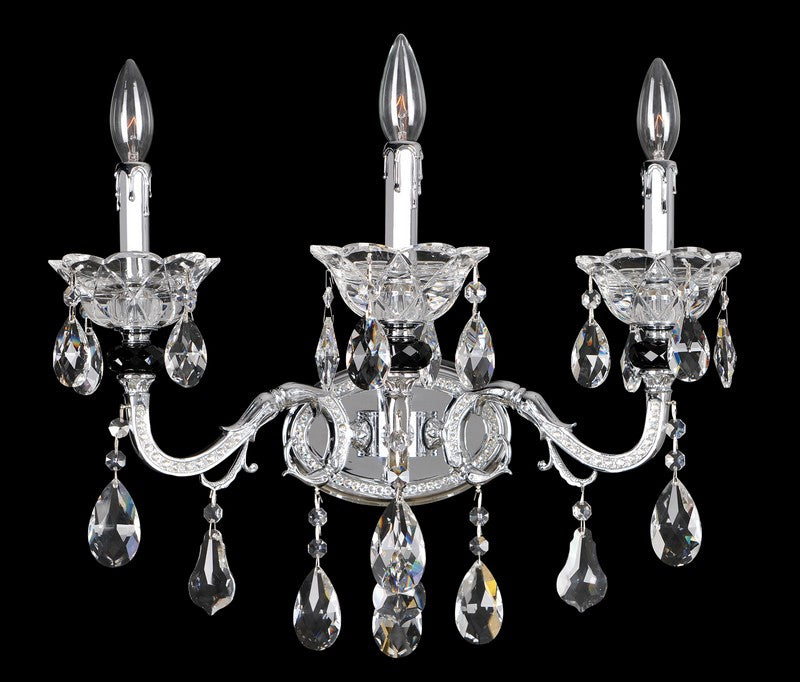 2.6 Light Chandelier. The Cassella Collection pairs a Clear Firenze crystal carafe column with elegant Allegri curves, Clear and Smoke Fleet Argentine bobeches, and draped Firenze crystals for radiant sparkle.