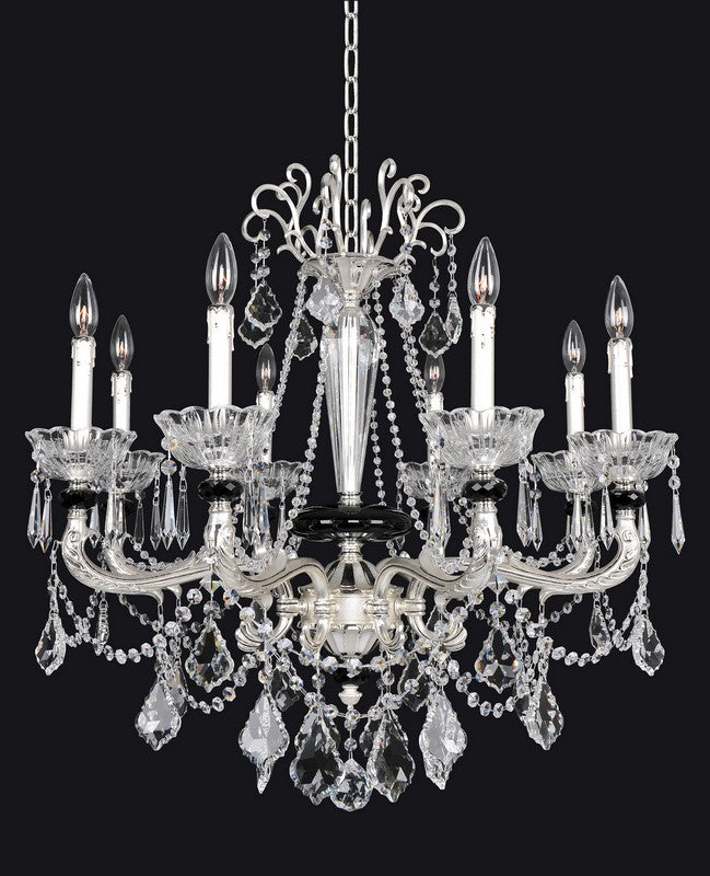 8 Light Chandelier. The Vivaldi Collection, inspired by the composer’s concertos, features fluid arms in Allegri’s Two-tone Gold finish. Clear crystal orbs, floret bobeches, and hanging crystal drops create an elegant, romantic touch.