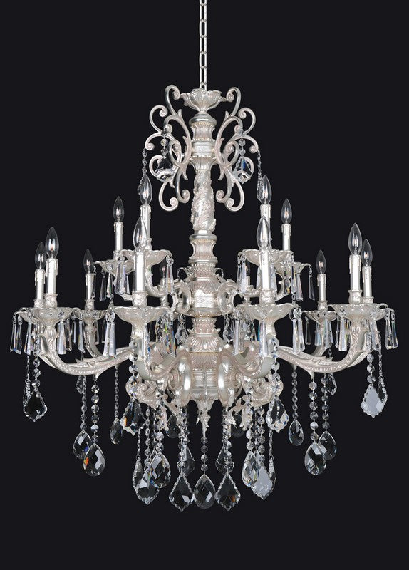 2.18 Light Chandelier. The Barret Collection, inspired by Victorian lighting, showcases sweeping curves, hand-laid crystal channels, Allegri finishes, and multi-faceted bobeches with clear and golden drops for timeless sparkle.