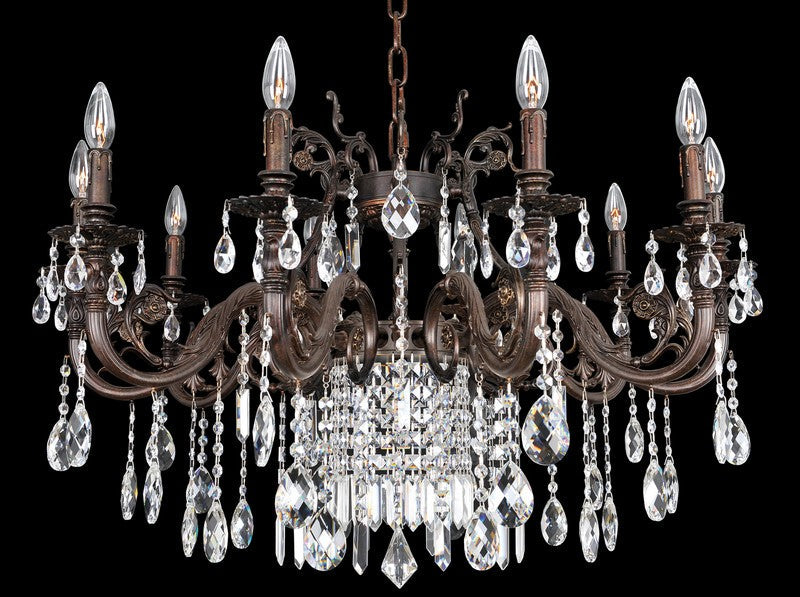 2 Light Wall Bracket. Polished Chrome Finish with Glass Arms, Tapered Crystal columns and Firenze Drops