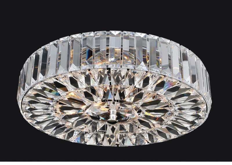 6 Light Chandelier. Polished Chrome Finish with Glass Arms, Tapered Crystal columns and Firenze Drops