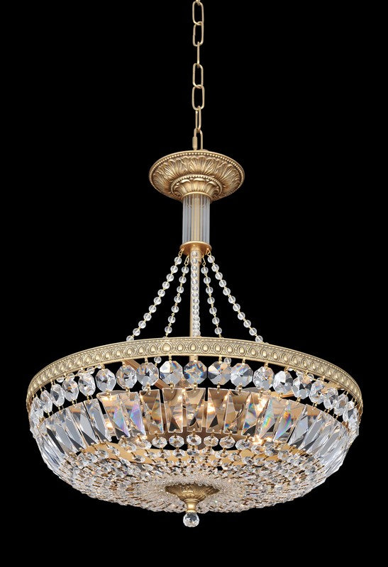 10 Light Chandelier. Polished Chrome Finish with Glass Arms, Tapered Crystal columns and Firenze Drops