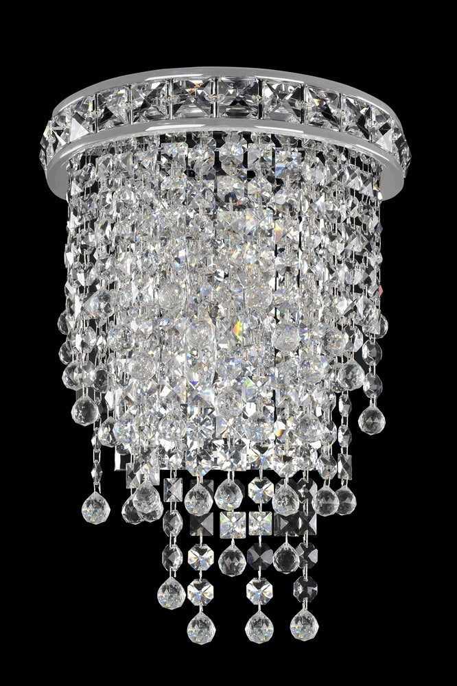 2.1 Light Wall Bracket. Tradition meets Art Deco with curves in Two-tone Silver, prismatic crystal bobeches, and dangling Firenze or Swarovski crystals for a touch of sparkle.