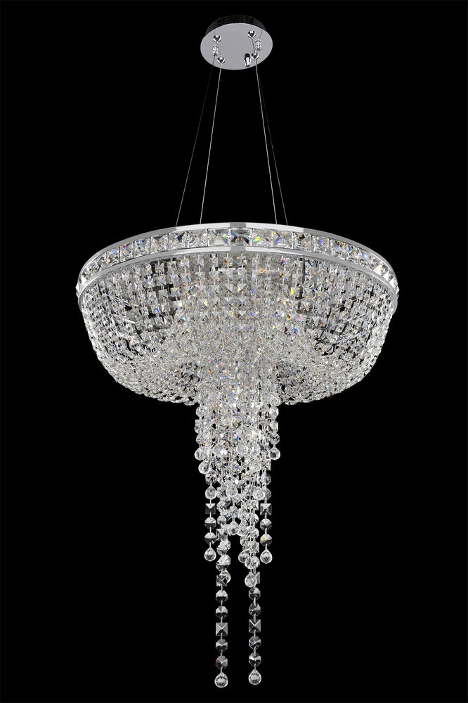 1.3 Light Floor Lamp. Traditional form with Art Deco flair, featuring curves in Two-tone Silver, prismatic crystal bobeches, and dangling Firenze or Swarovski crystals for sparkle.