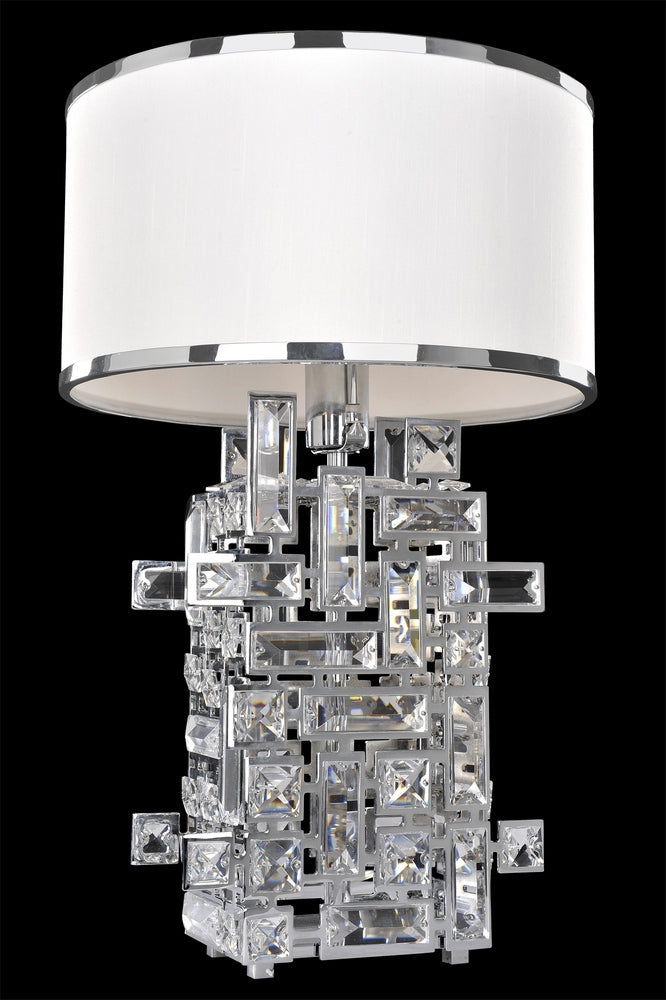 2.3 Light Table Lamp. Tradition meets Art Deco with curves in Two-tone Silver, prismatic crystal bobeches, and dangling Firenze or Swarovski crystals for romantic sparkle.