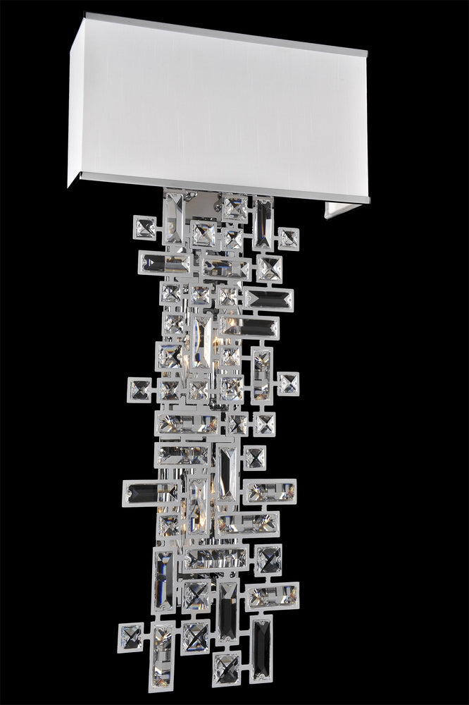 1.6 Light Chandelier. Tradition meets Art Deco with curves in Two-tone Silver, prismatic crystal bobeches, and dangling Firenze or Swarovski crystals for romantic sparkle.