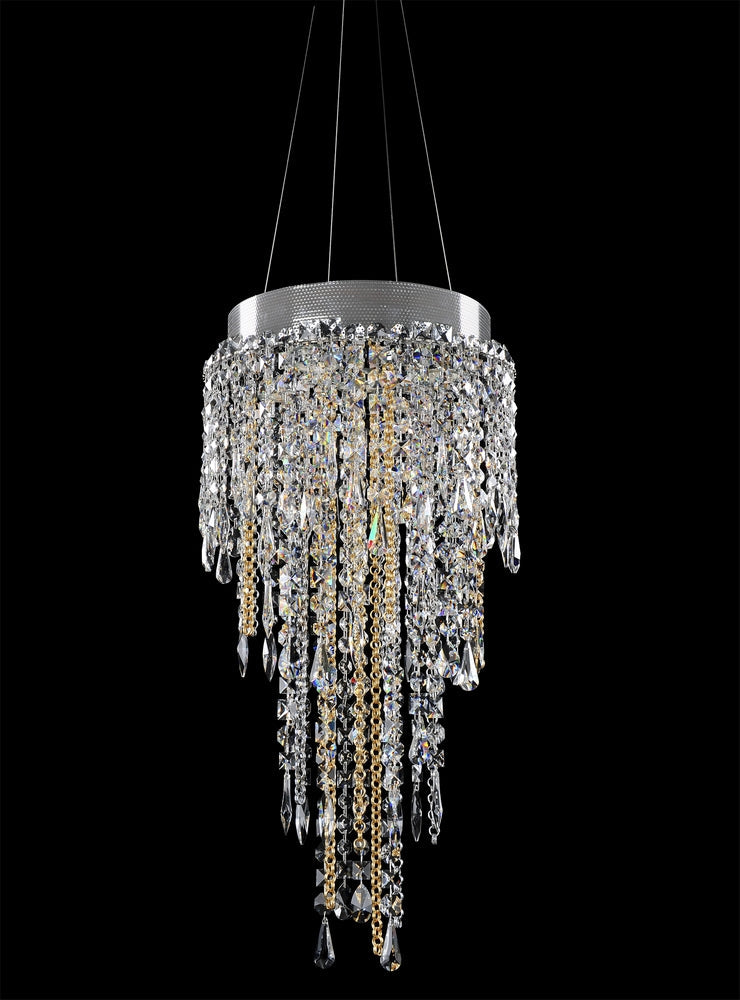 5 Light Flush Mount. Modern meets traditional with Firenze crystal orbs, hand-blown glass curves, and bobeches. Dangling crystals sparkle as the Chrome finish fades away.