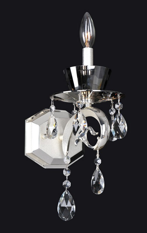 2.20 in. Round Pendant. The Berkeley Collection is a fresh take on Mid-century Modern. The geometric shapes of the laser-cut shade pop in Allegri’s Chrome finish. The crystals are draped behind the shade to create a captivatingly colorful twinkle.