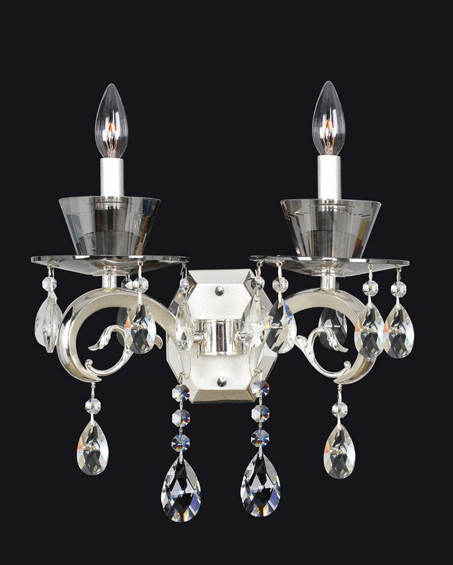 2.6 Light Chandelier. The Berkeley Collection is a fresh take on Mid-century Modern. The geometric shapes of the laser-cut shade pop in Allegri’s Chrome finish. The crystals are draped behind the shade to create a captivatingly colorful twinkle.