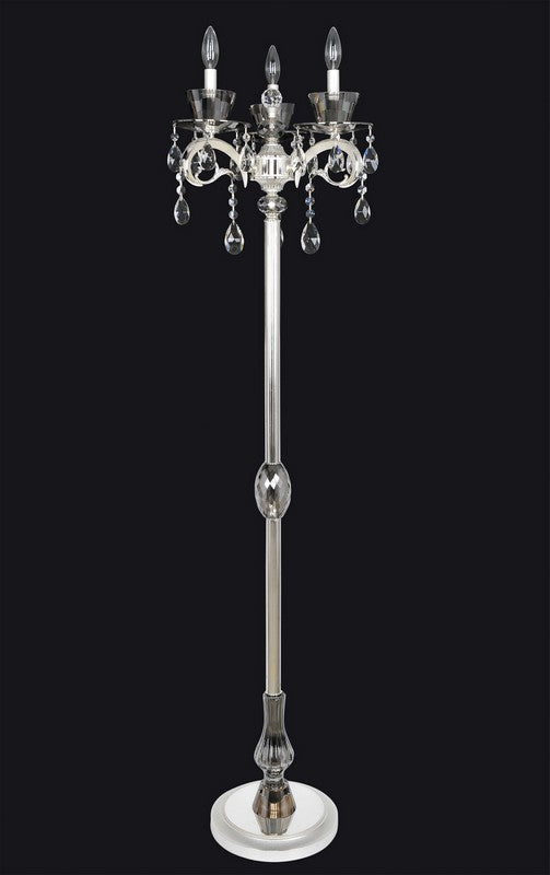 2.66 Light Chandelier. The Legrenzi Collection fuses modern design with traditional elegance, featuring ornate stems, curves in Antique Silver Leaf or Two-tone 24k Gold, Clear Firenze bobeches, and draped crystals for glamorous sparkle.