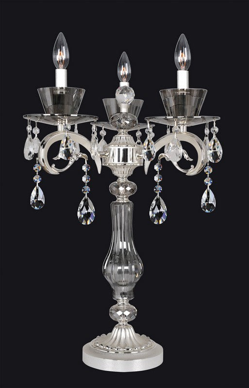 4.66 Light Chandelier. The Legrenzi Collection fuses modern design with traditional elegance, featuring ornate stems, curves in Antique Silver Leaf or Two-tone 24k Gold, Clear Firenze bobeches, and draped crystals for glamorous sparkle.