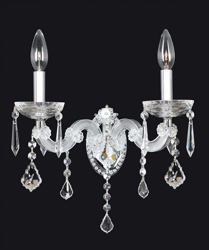 2.3 Light Wall Bracket. The Mendelssohn Collection combines modern design with classic elegance, featuring golden curves, Fleet Gold Firenze bobeches, and draped Swarovski or Firenze crystals for sparkle and romance.