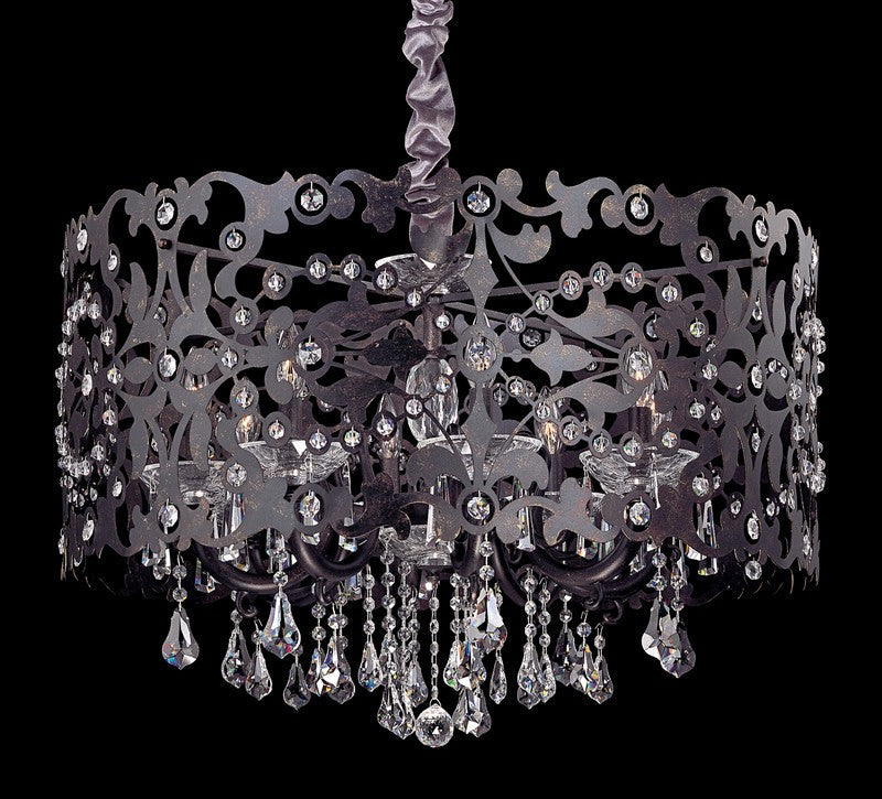 1.24 Light Chandelier. The Britten Collection, inspired by 18th-century Adams Style, features refined arms in Two-tone Silver with suspended Clear or Smoke Fleet Argentine crystals and optional shades.