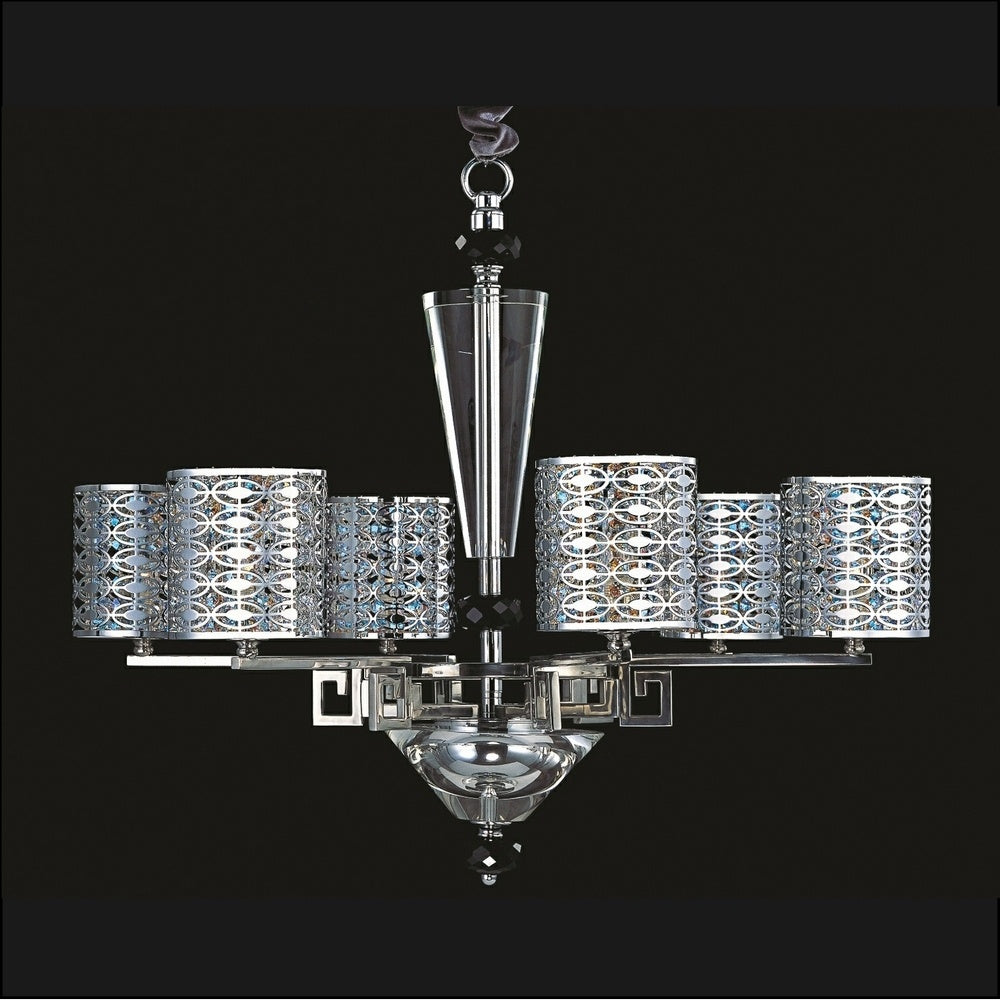 12 Light Chandelier. The Mendelssohn Collection blends modern lighting with acanthus details, golden finishes, and Fleet Gold Firenze bobeches. Draped Firenze or Swarovski crystals add majestic sparkle.