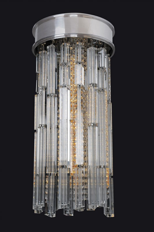 Armanno 8 in. Mini Pendant. Compact chrome design with angled Firenze Prism crystals.