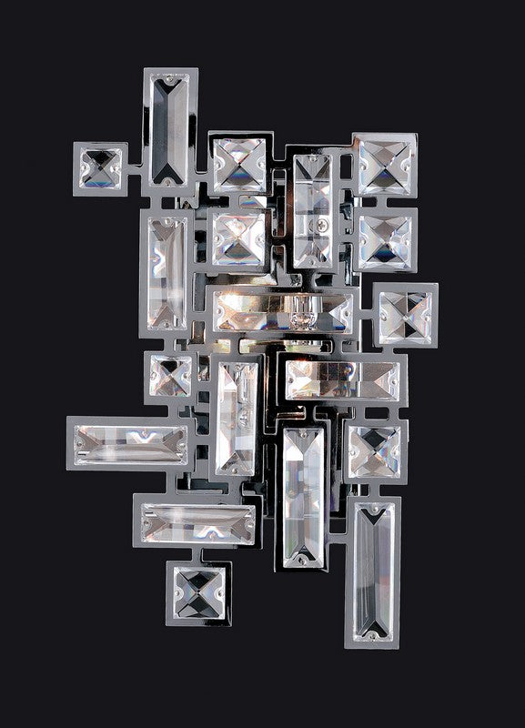 2.3 Light Wall Bracket. Constellation, inspired by Lincoln Center chandeliers, features bursting lights in Chrome crowned with Clear Firenze crystal clusters and finials for a timeless starburst.
