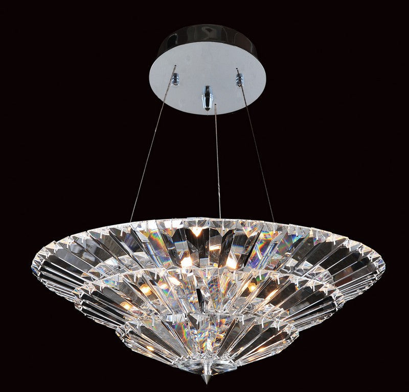 1.Rectangular Pendant – Modern elegance with U-shaped tiers of Clear Prism crystals tipped with Square Stones, finished in Chrome. Four shapes available, timeless and versatile.