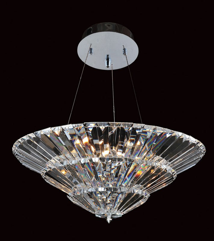 2.Rectangular Pendant – Modern elegance with U-shaped tiers of Clear Prism crystals tipped with Square Stones, finished in Chrome. Four shapes available, timeless and versatile.