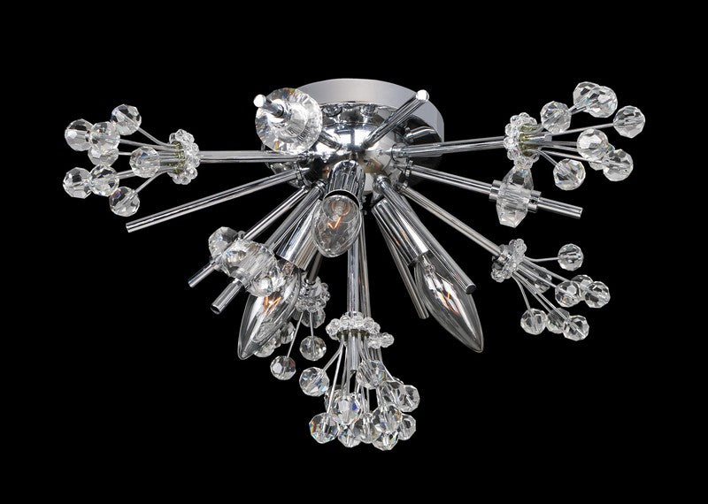 16 in. Round Pendant. The Arche Collection was inspired by the shape of a snare drum. Suspended from a base finished in Allegri’s exclusive Chrome is a full drum of Octagon shaped crystals that capture and reflect light to both sparkle and glow.