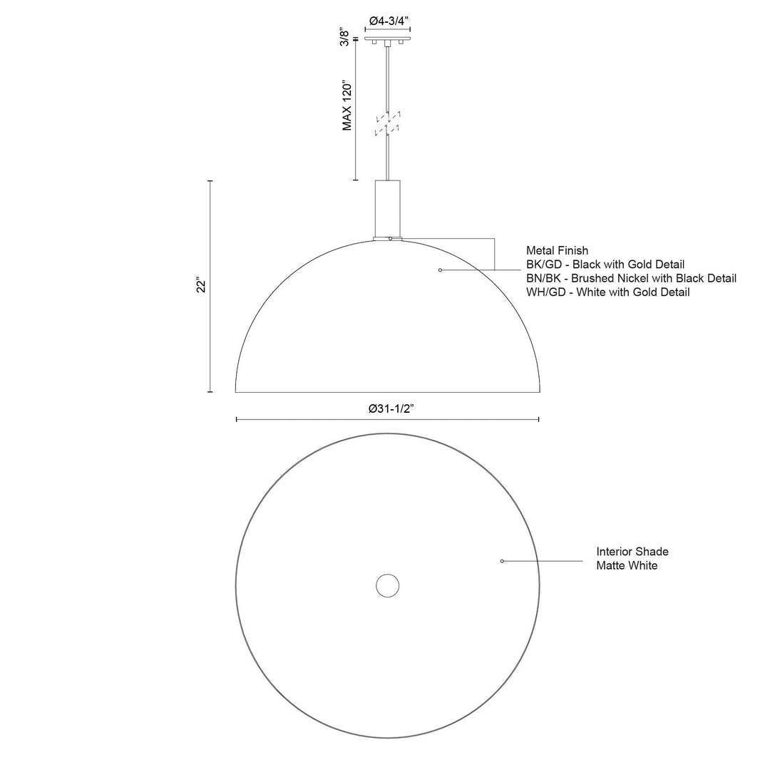 Archibald 32-in Pendant