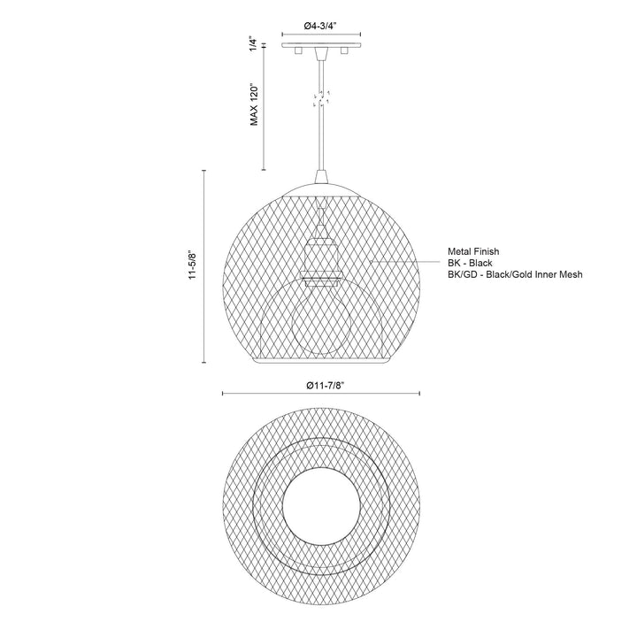 Gibraltar 12-in Pendant