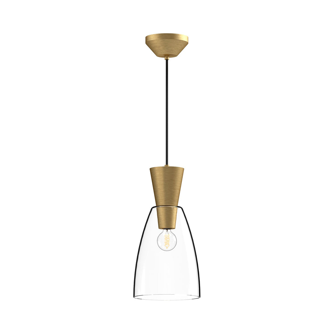 Arlo 7-in Brushed Gold/Clear Glass 1 Light Pendant