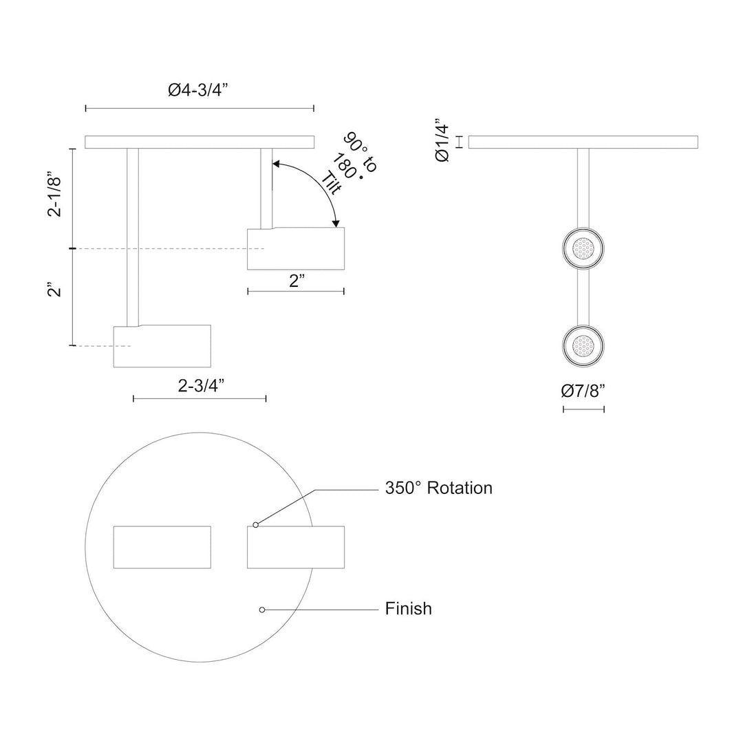 Downey 2-in Semi-Flush Mount