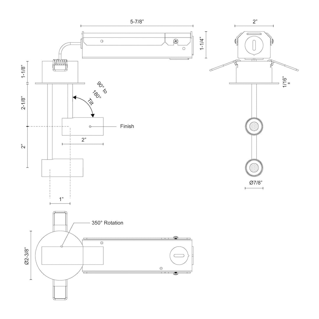 Downey 2-in Semi-Flush Mount