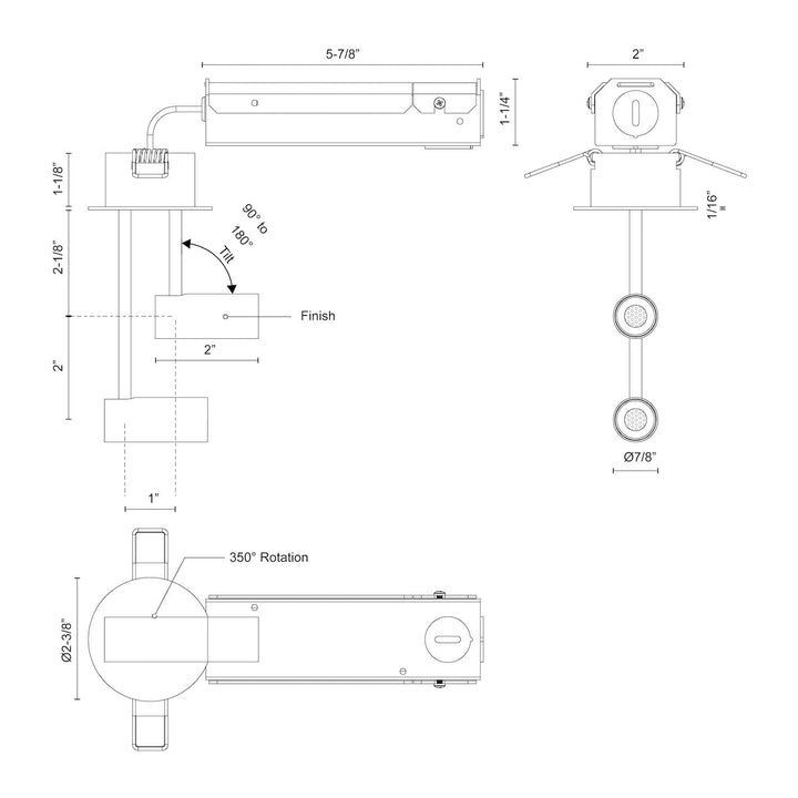 Downey 2-in Semi-Flush Mount