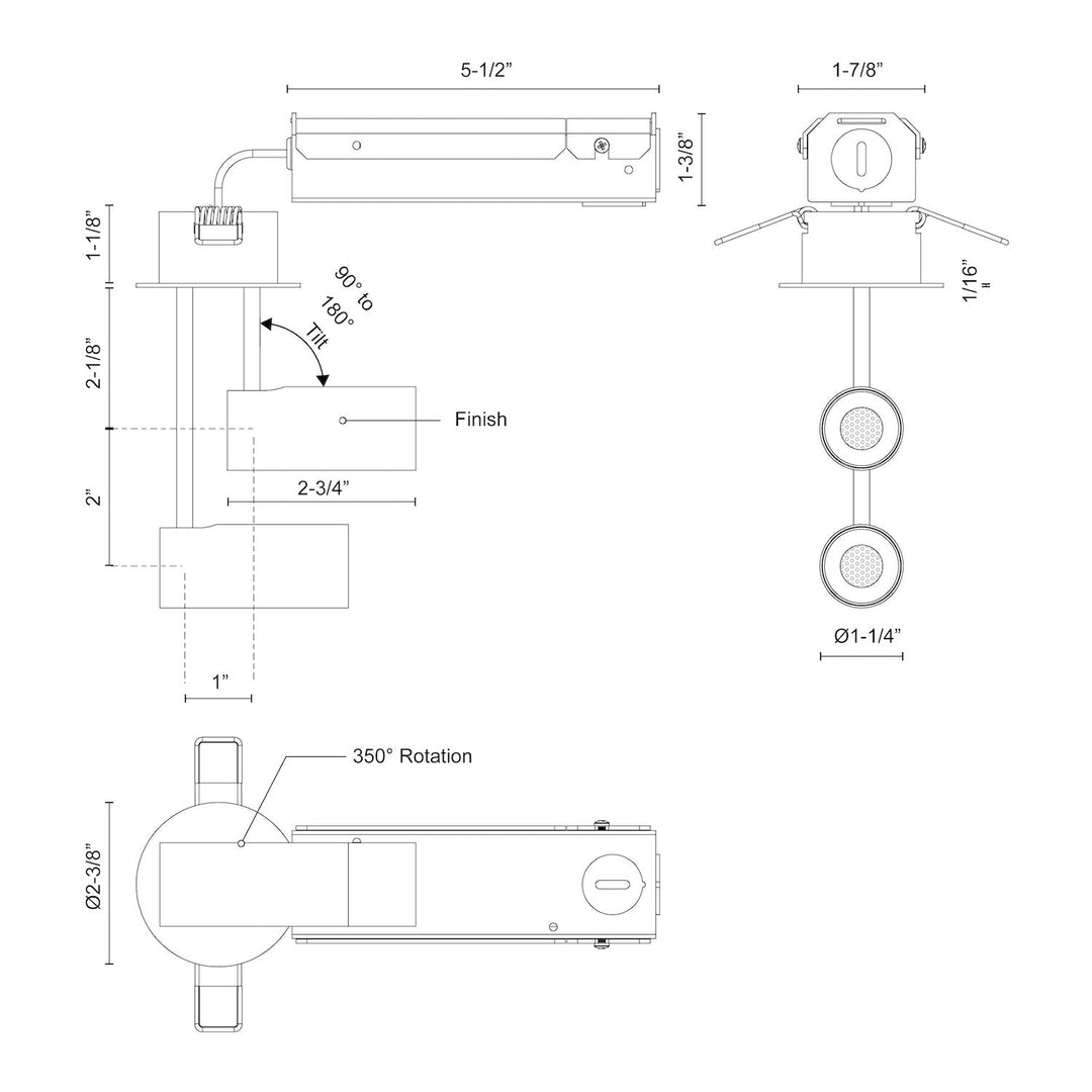 Downey 2-in Semi-Flush Mount