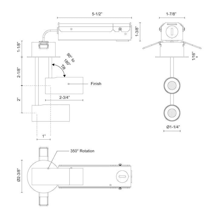 Downey 2-in Semi-Flush Mount