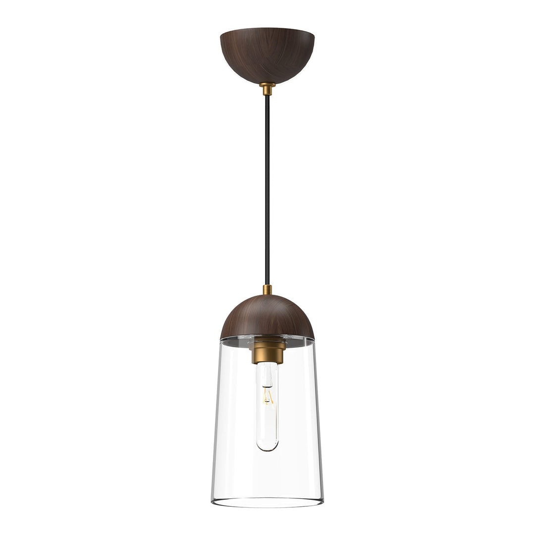 Emil 6-in Aged Gold/Walnut 1 Light Pendant